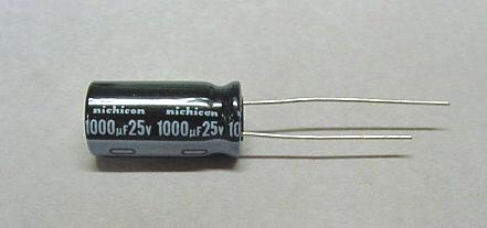 1000uF, 25V, 85C Capacitor, Radial Electrolytic ~