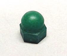 Acorn Nut , Green Nylon 6-32 Threads