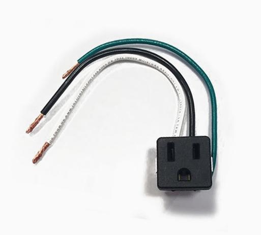AC Service Outlet Snap In Receptacle with Wire Leads