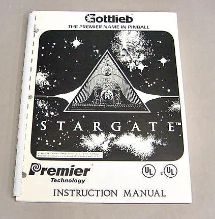 Stargate Pinball Machine Manual - Gottlieb 1995 *