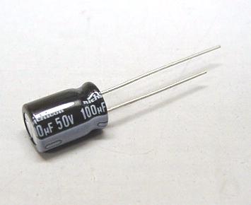 100uF Capacitor, Radial Electrolytic, 50V, 105C ~
