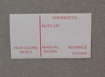 System 11 Coin Door Diagnostic Decal `