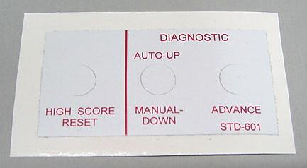 System 3-6 Coin Door Diagnostic Decal `
